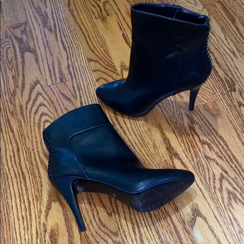 Brand New!! Black leather ankle heel boots
